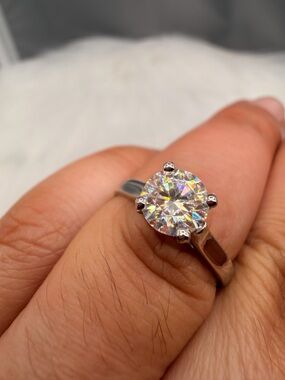 Solid Platinum 900 1 Ct Lab-Grown Diamond Ring Size 6.5.